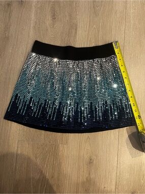Free People Sequined Ombre Mini Skirt in Black and Teal
